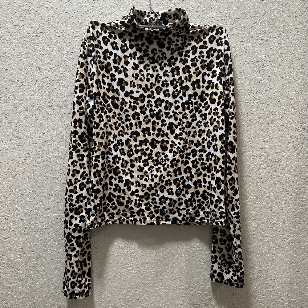 Olivia Rae mock turtleneck juniors long sleeve leopard print shirt